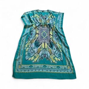 Y2K Kaftan Dress Women's Size Medium Club Z Collection Chiffon Teal Boho Beach
